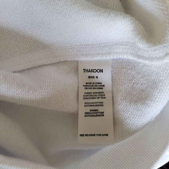 Thakoon Cotton Crew Eyelet Embroidered Balloon Sleeve Sweatshirt White Small - Picture 10 of 11